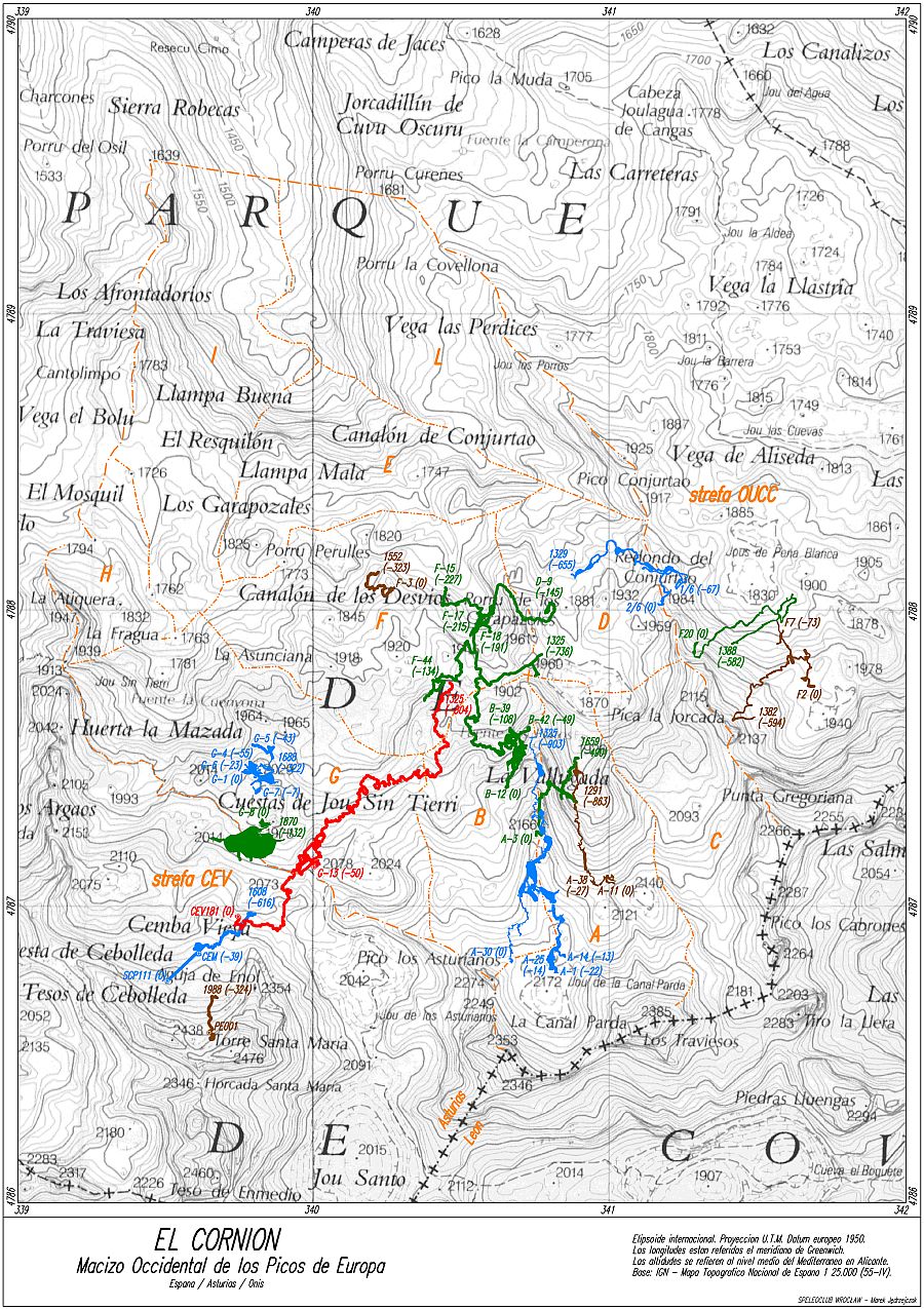 Picos de Europa - mapa rejonu - wyk. M.Jędrzejczak